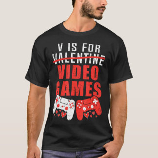 T-shirt V Est Pour Jeux Vidéos Valentines Day Hearts Garço