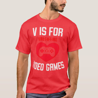 T-shirt V est pour les amis esthétiques de jeux vidéo vint