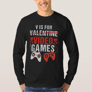 T-shirt V est pour les jeux vidéo drôle de la Saint-Valent