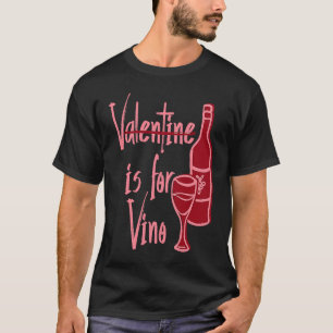 T-shirt V est pour Vino Verre à vin Panneau de bouteille L