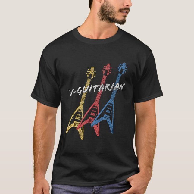 T-shirt V Guitare Stacked Flying V Guitare Guitariste (Devant)
