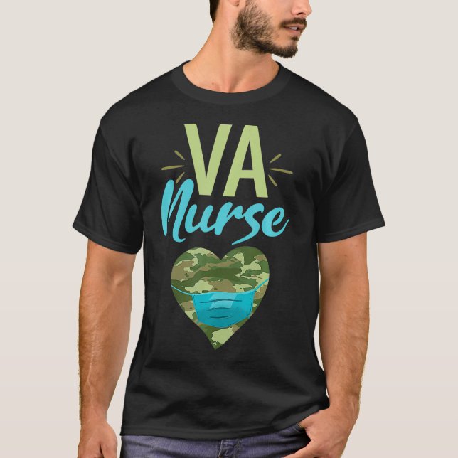 T-shirt Va Nurse Heart Camouflage Camo Facemask (Devant)