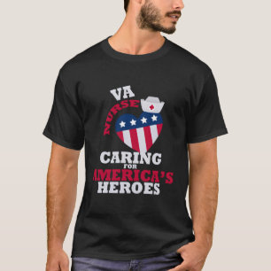 T-shirt Va Nurse S'Occupe Des Héros Américains Drapeau Ame