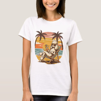 T-shirt Vacances à la plage du caniche Rétro Vintage Couch