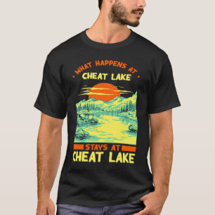 T-shirt Vacances au lac de pêche en bateau camping Cheat L