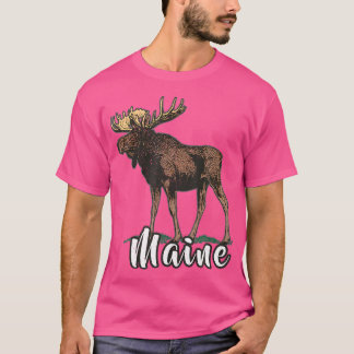 T-shirt Vacances dans le Maine Forêt Faune Moose Camping R