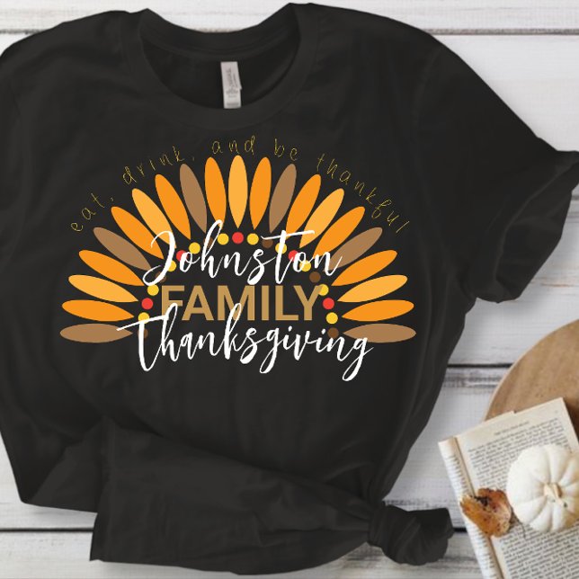 T-shirt Vacances d'automne Famille Thanksgiving (These personalized turkey shirts are great Thanksgiving idea for family gatherings. )