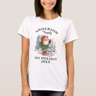 T-shirt Vacances de ski en famille avec nom et année