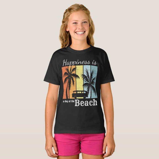 T-shirt Vacances d'été Le bonheur est une journée à la pla (Devant entier)