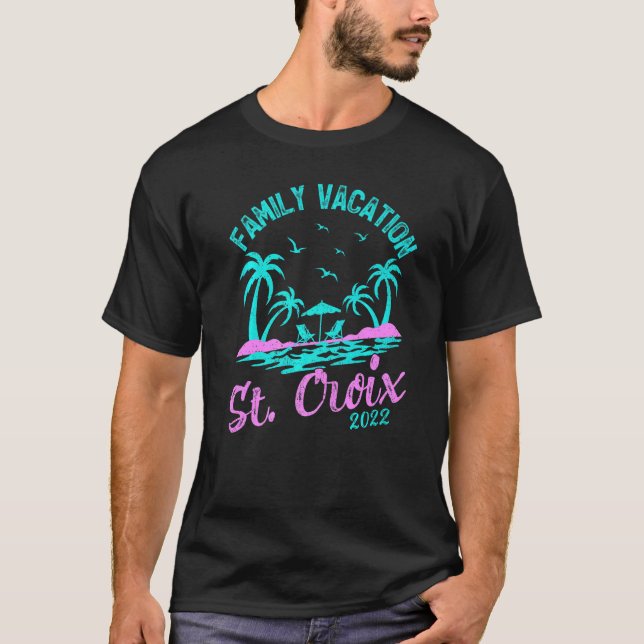 T-shirt Vacances en famille 2022 Palm Tree Virgin Island S (Devant)