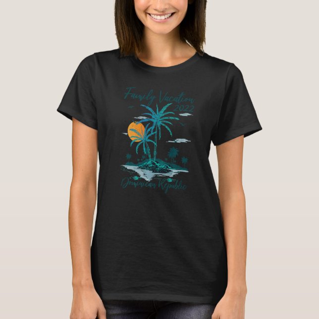 T-shirt Vacances en famille 2022 Retro Sunset République D (Devant)