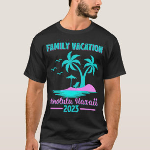 T-shirt Vacances en famille 2023 Palm Tree Honolulu Hawaii