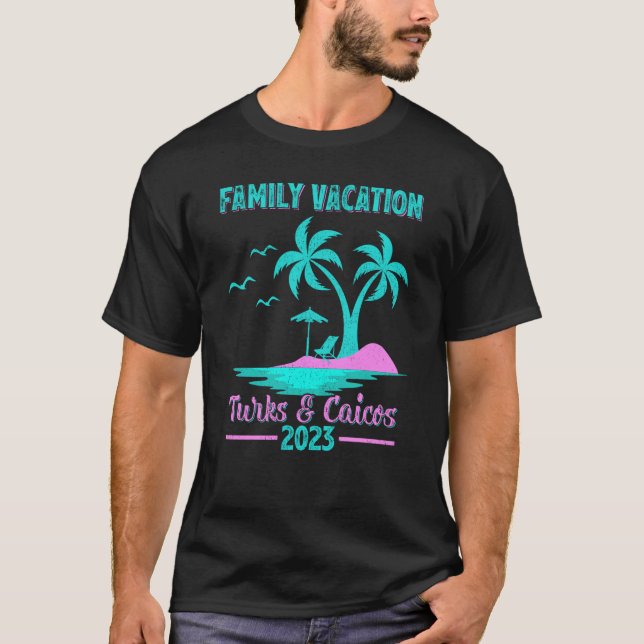 T-shirt Vacances en famille 2023 Palm Tree Turks & Caicos  (Devant)