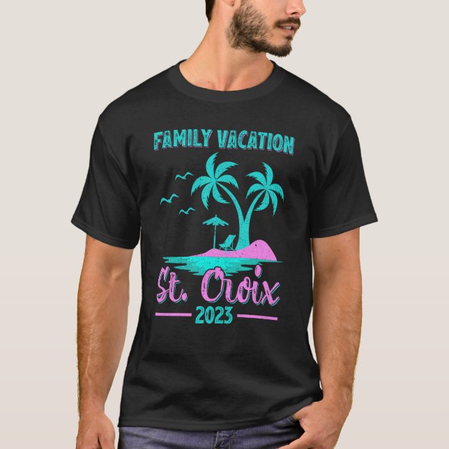 T-shirt Vacances en famille 2023 Palm Tree Virgin Island S (Devant)