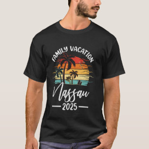 T-shirt Vacances en famille 2025 Vintage Bahamas Nassau Pl