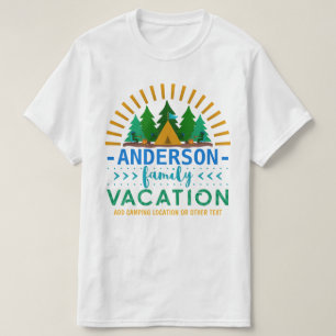 T-shirt Vacances en famille Camping Voyage Nom personnal