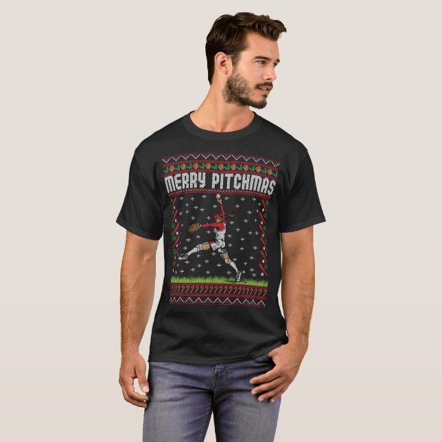 T-shirt Vacances laides de chandail de Noël de lanceur du (Devant entier)