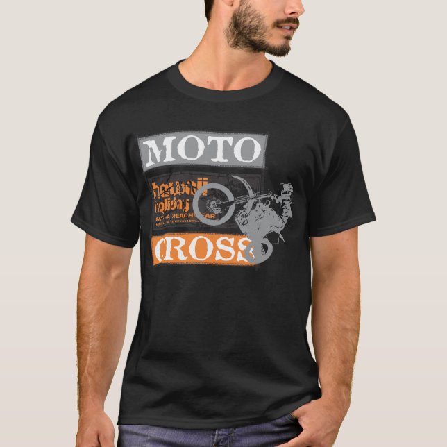 T-shirt Vacances noires d'Hawaï de motocross d'hommes (Devant)