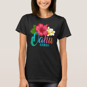 T-shirt Vacances Oahu Avec Hibiscus Tropical Hawaïen Flux