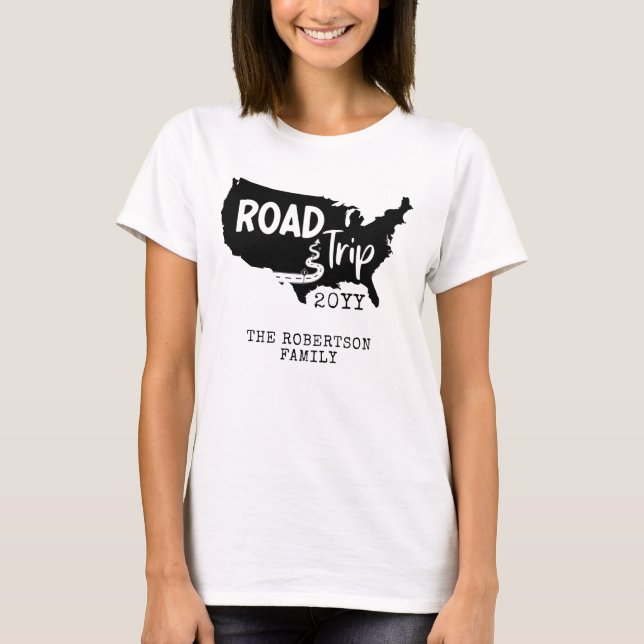 T-shirt Vacances personnalisées | Family Road Trip USA Car (Devant)