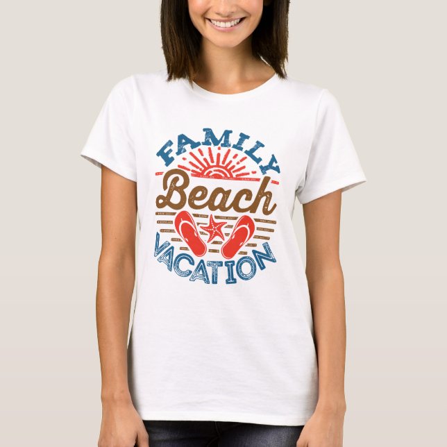 T-shirt Vacances Plage Familiale (Devant)