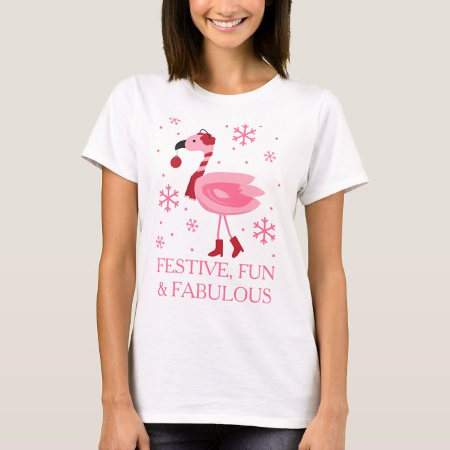 T-shirt Vacances tropicales de Noël de plage de Flamant (Devant)