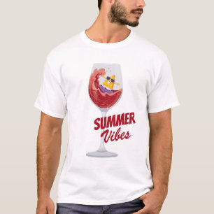 T-shirt Vacances Vibes d'été Drôle Cartoon Fromage de vin