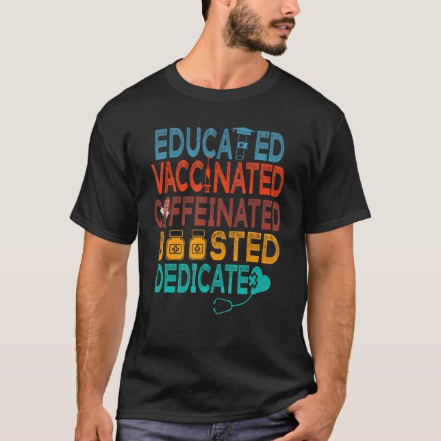 T-shirt Vaccin Entièrement Vacciné Et Stimulé Drôle Éduqué (Devant)