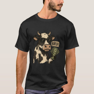 T-shirt Vache à argent cool mec lunettes de soleil drôle a