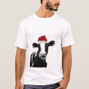 T-shirt Vache à Père Noël - vache laitière utilisant l