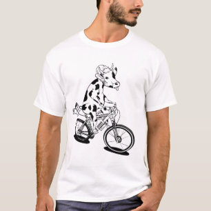 T-shirt Vache amusante chevauchant un VTT à remous
