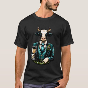 T-shirt Vache Anthropomorphe En Costume Avec Verre À Vin I