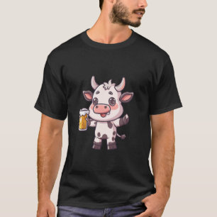 T-shirt Vache avec bande dessinée de bière drôle fête