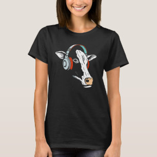 T-shirt Vache avec casque audio Fan de musique Rétro Audi