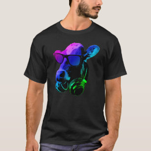 T-shirt Vache Avec Lunettes De Soleil Et Casques
