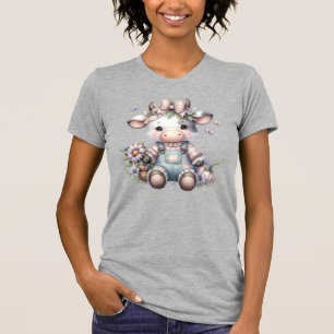 T-shirt Vache Bébé mignonne Pastel dans les salons avec fl