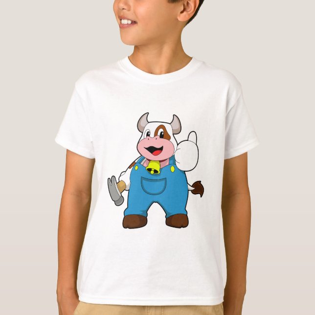 T-shirt Vache comme artisan avec marteau (Devant)