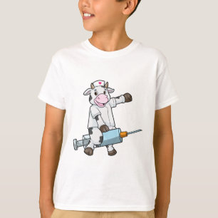 T-shirt Vache comme infirmière avec coeur et seringue