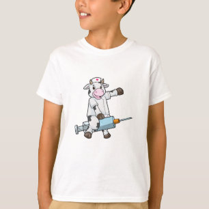 T-shirt Vache comme infirmière avec coeur et seringue