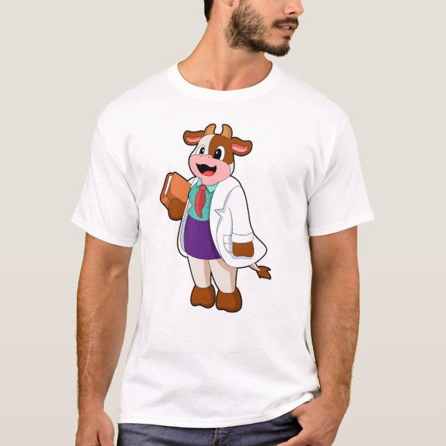 T-shirt Vache comme infirmière avec livre (Devant)