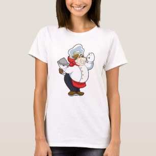 T-shirt Vache comme serveur avec assiette servante