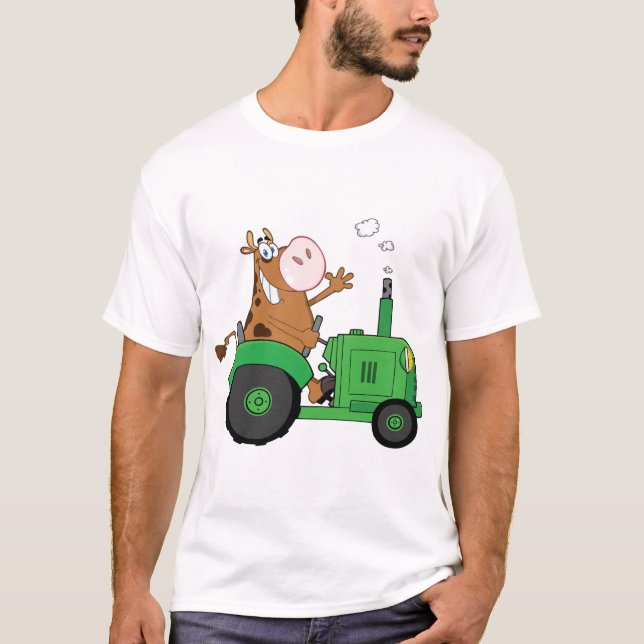 T-shirt Vache conduisant un tracteur (Devant)
