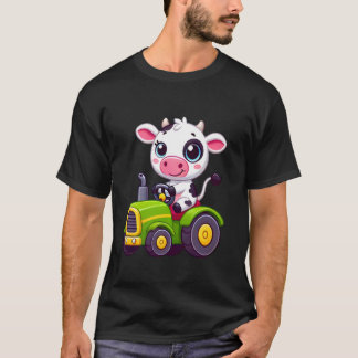 T-shirt Vache conduisant un tracteur Mignons hommes femmes