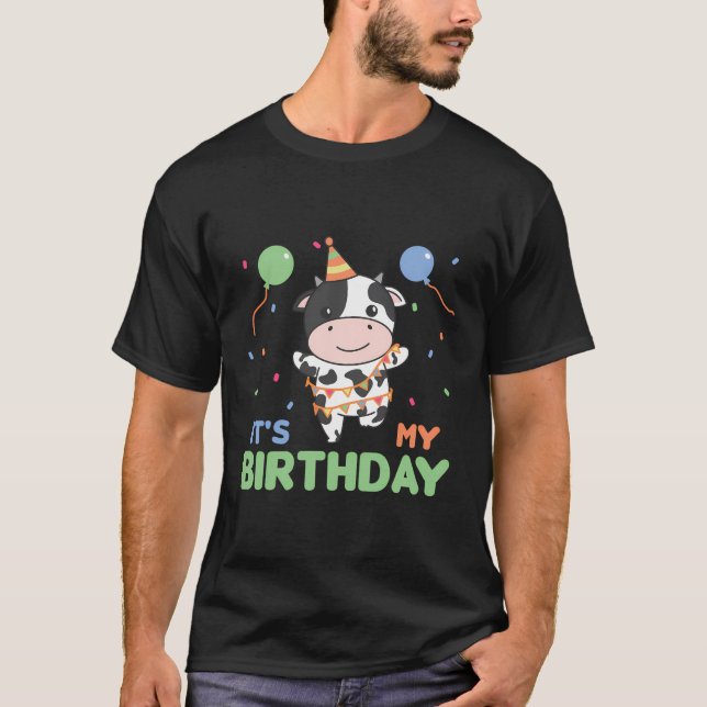 T-shirt Vache D'Anniversaire Pour Enfants C'Est Mon Annive (Devant)