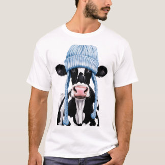 T-shirt Vache dans un casquette.