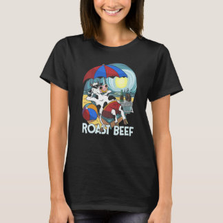 T-shirt Vache De Boeuf Rôti Sur Plage Vacances Soleil Tan 
