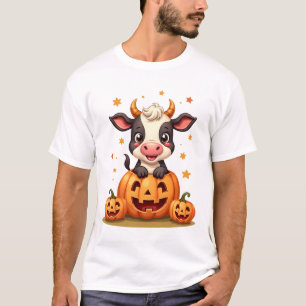 T-shirt Vache de champ de citrouilles