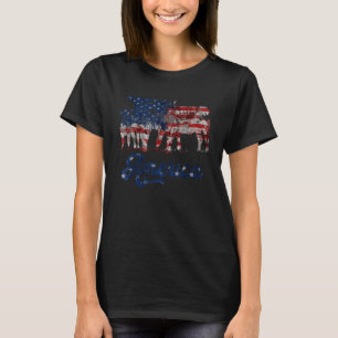 T-shirt Vache de ferme vintage drapeau américain amour vac