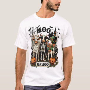T-shirt Vache de Halloween Moo ou Boo