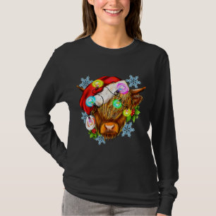 T-shirt Vache de Noël drôle Highland, Li de Noël occidenta